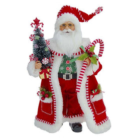 17" Kringle Klaus Candy Santa with Candy Cane and Tree