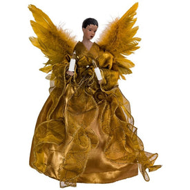13" 10-Light Gold African American Angel Tree Topper