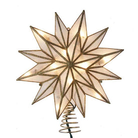 9.06" 10-Light 12-Point Gold Capiz Star Tree Topper