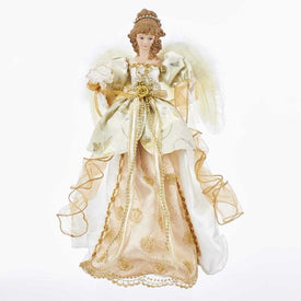 17" Ivory and Gold Angel Tree Topper