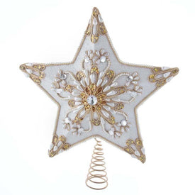 13.5" 5-Point White and Gold Star Tree Topper