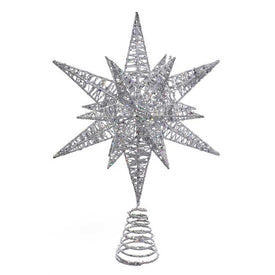 15.5" Silver Glitter Wire 3D Star Tree Topper