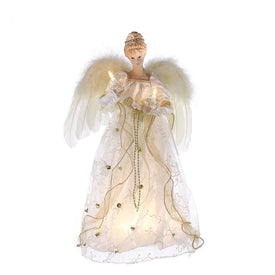 16" 10-Light Ivory and Gold Angel Tree Topper