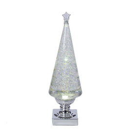 14" Battery-Operated Clear and Silver Lava Light Tree