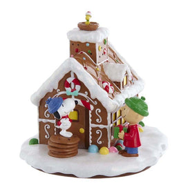Battery-Operated Peanuts LED Gingerbread House Table-Piece