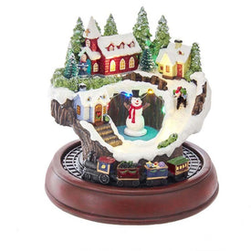 7.5" Battery-Operated LED Musical Village and Train Table-Piece