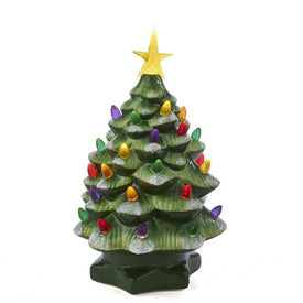 10" Battery-Operated Green LED Tree Table-Piece
