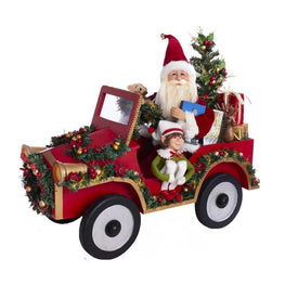 22" Santa Driving Car Tablepiece