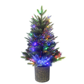32" Northern Light Potted Tree with Fiber Optics and Multi-Color LED Lights