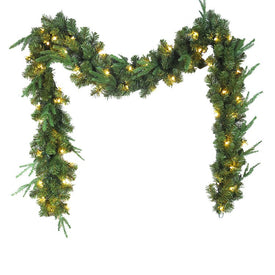9-Foot Sierra Green Garland With 50 Warm White LED Lights