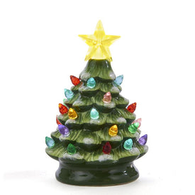 Battery-Operated LED Ceramic Green Christmas Tree