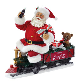 13" Battery-Operated Coca-Cola Santa Train with LED Garland