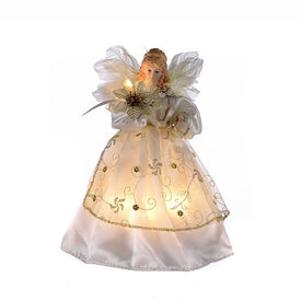 10-Light 9" Ivory and Gold Angel Tree Topper