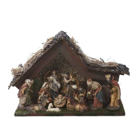 9.5" Musical LED Nativity Set with Figures and Stable