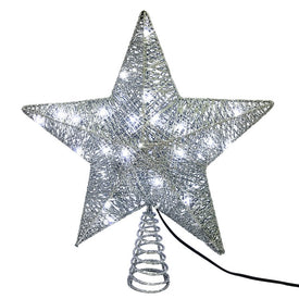 45-Light 10" 5-Point LED Silver Star Tree Topper