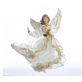 12" Ivory and Gold Angel Ornament