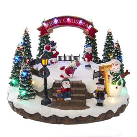 6" Battery-Operated LED Musical Snowmen Ice Rink Table-Piece