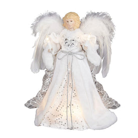 12" 10-Light White and Silver Angel Tree Topper