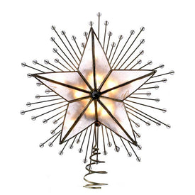 10" 5-Point Capiz Star Tree Topper with Rays and Beads