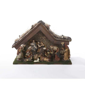 12" Nativity Set with Stable and 10 Figures
