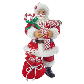 10.5" Fabriche Santa With Christmas Candy and Bag