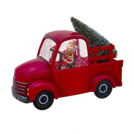 9.5" Batter-Operated LED Santa in Truck Water Table-Piece