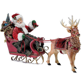 10" Santa in Sleigh with Deer
