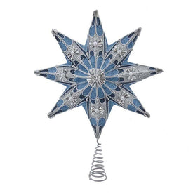 16" 8-Point Blue and Silver Star Tree Topper