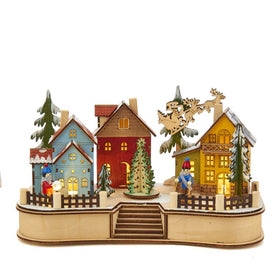 7.08" Battery-Operated Village Musical LED House with Motion
