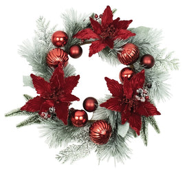 20" Wreath with Red Berries and Poinsettia