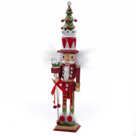 15" Hollywood Red and Green Tree Hat Nutcracker