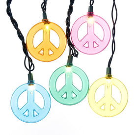 10-Light Multi-Colored Peace Sign Light Set