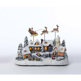 12" Battery-Operated Musical LED Village with Santa and Deer