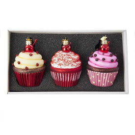 Noble Gems Cupcake Glass Ornament Set, 3-Piece Box Set