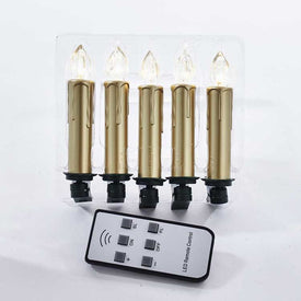 Battery-Operated Taper LED Candle with Clips, 5 pieces
