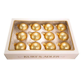60mm Gold With Pattern Glass Ornaments 12-Piece Box