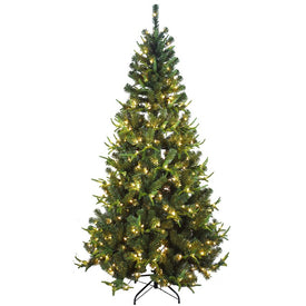 7-Foot Pre-Lit Sierra Green Tree PVC and PE Christmas Tree