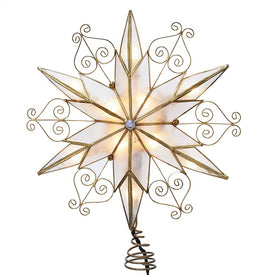 10-Light 6-Point Capiz Star Tree Topper with Scroll Design