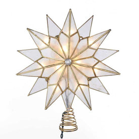 10-Light Capiz Double Tip Star With Center Gem Tree Topper