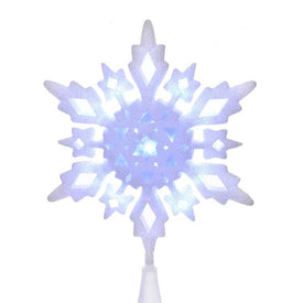 10" Cool White LED Glitter Snowflake Tree Topper