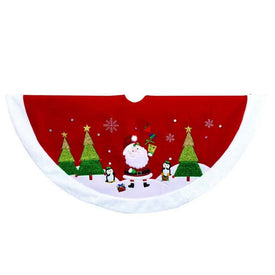 48" Red, Green, and White Santa Applique Tree Skirt
