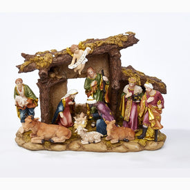 11-Piece Set Resin Nativity Set with Figures and Stable