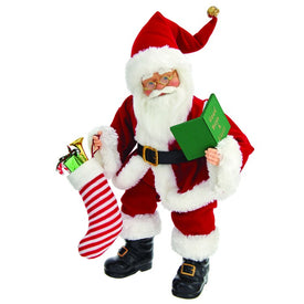 16" Kringle Klaus Santa with Book and Stocking