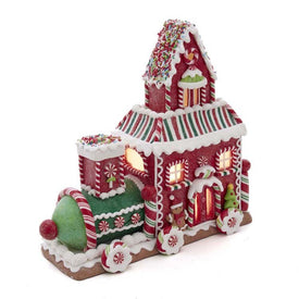 10.5" Gingerbread Train House with LED Lights