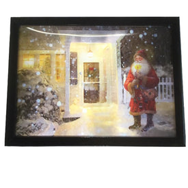15.7" Battery-Operated 3D LED Framed Christmas Scene and Santa Art