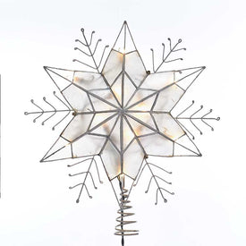 10-Light 6-point Capiz Star Snowflakes Tree Topper