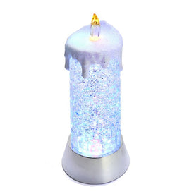 9.25" Battery-Operated Color Changing Snowing Candle
