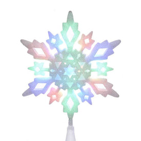 10" Multi-Colored LED Glitter Snowflake Tree Topper