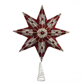 16.5" 8-Point Ruby and Platinum Star Tree Topper