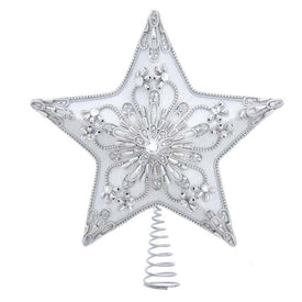 13.5" 5-Point White and Silver Star Tree Topper